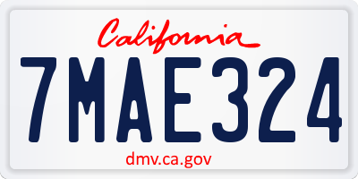 CA license plate 7MAE324