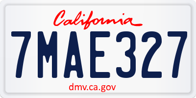 CA license plate 7MAE327