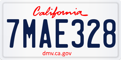 CA license plate 7MAE328