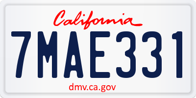 CA license plate 7MAE331