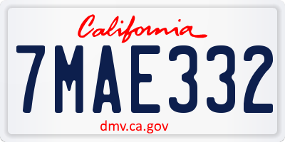 CA license plate 7MAE332