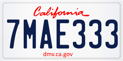 CA license plate 7MAE333