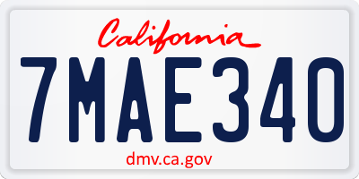 CA license plate 7MAE340