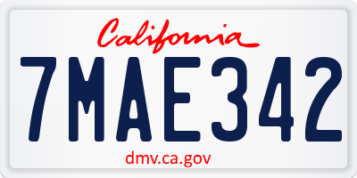 CA license plate 7MAE342