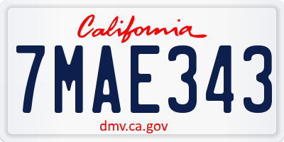CA license plate 7MAE343
