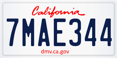 CA license plate 7MAE344