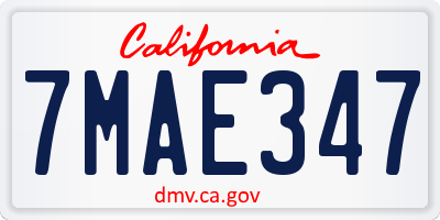 CA license plate 7MAE347
