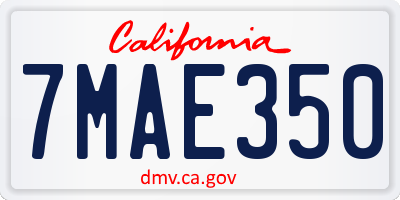 CA license plate 7MAE350