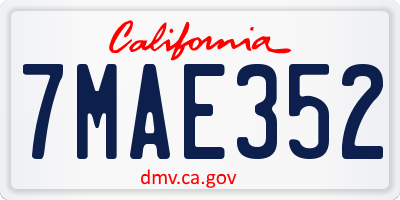 CA license plate 7MAE352