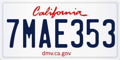 CA license plate 7MAE353