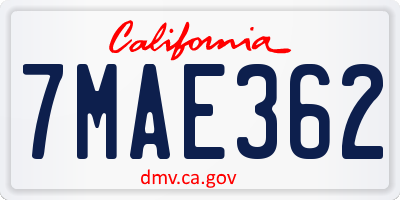 CA license plate 7MAE362