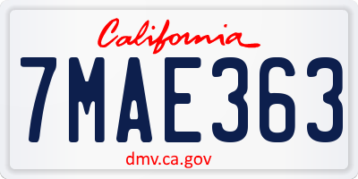 CA license plate 7MAE363