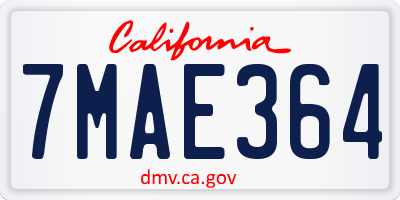 CA license plate 7MAE364