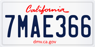 CA license plate 7MAE366