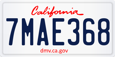 CA license plate 7MAE368