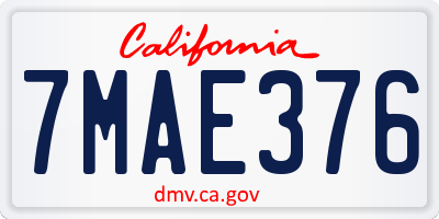 CA license plate 7MAE376