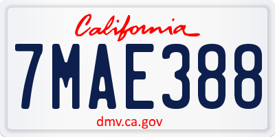 CA license plate 7MAE388