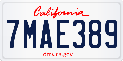 CA license plate 7MAE389
