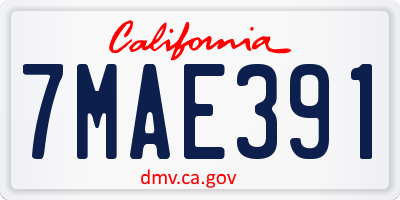 CA license plate 7MAE391