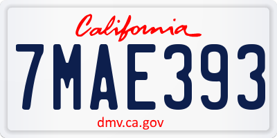 CA license plate 7MAE393