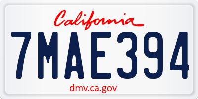 CA license plate 7MAE394