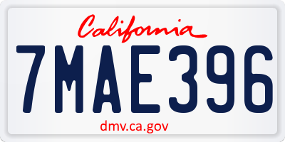 CA license plate 7MAE396