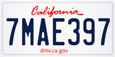 CA license plate 7MAE397