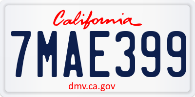 CA license plate 7MAE399