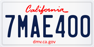 CA license plate 7MAE400