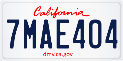 CA license plate 7MAE404