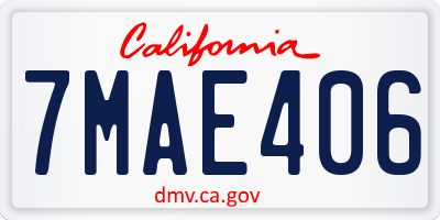 CA license plate 7MAE406