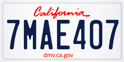 CA license plate 7MAE407