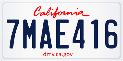 CA license plate 7MAE416