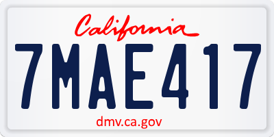 CA license plate 7MAE417