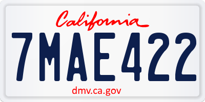 CA license plate 7MAE422