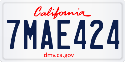 CA license plate 7MAE424