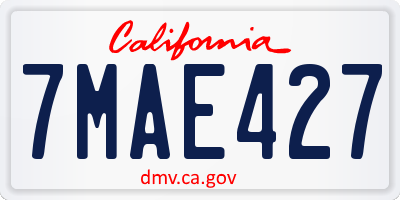 CA license plate 7MAE427