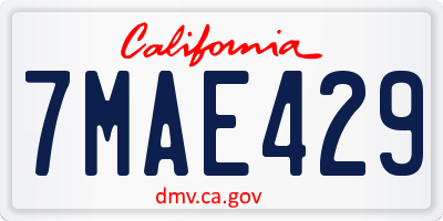 CA license plate 7MAE429