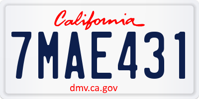 CA license plate 7MAE431