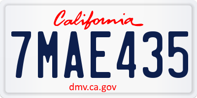CA license plate 7MAE435