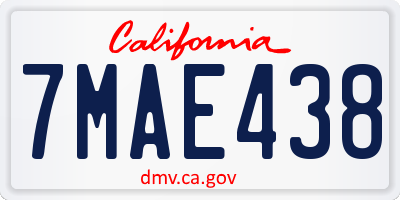 CA license plate 7MAE438