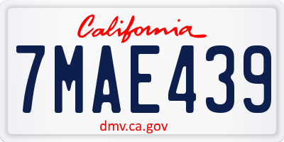CA license plate 7MAE439