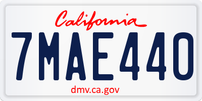 CA license plate 7MAE440
