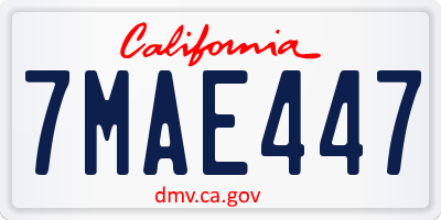 CA license plate 7MAE447