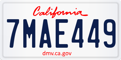 CA license plate 7MAE449