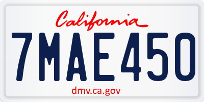 CA license plate 7MAE450