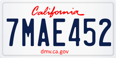 CA license plate 7MAE452