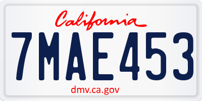 CA license plate 7MAE453