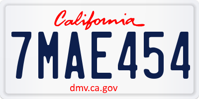 CA license plate 7MAE454