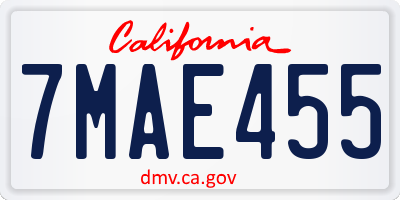 CA license plate 7MAE455